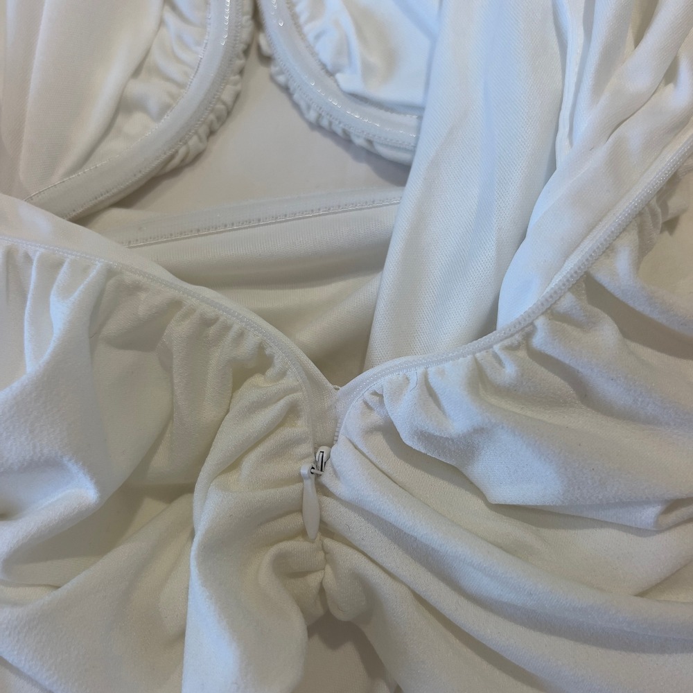 Pixie Market White Ruched Strapless Sweetheart Bustier Top XS White - Picture 4 of 5